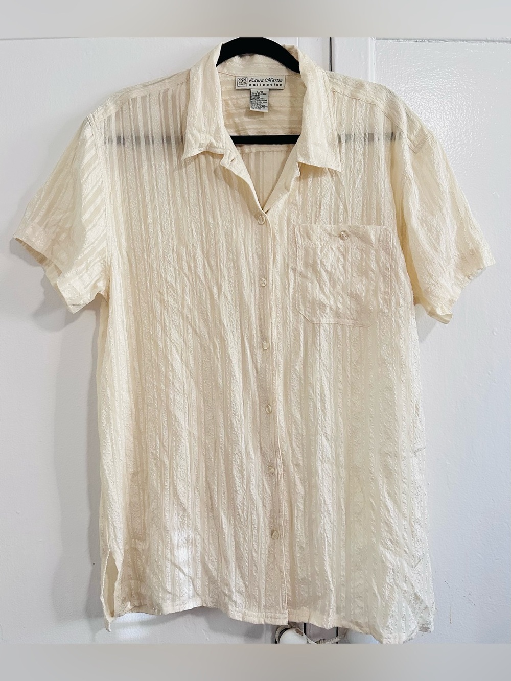 Men’s 100% Silk Ivory Short-Sleeve Button-Down Shirt